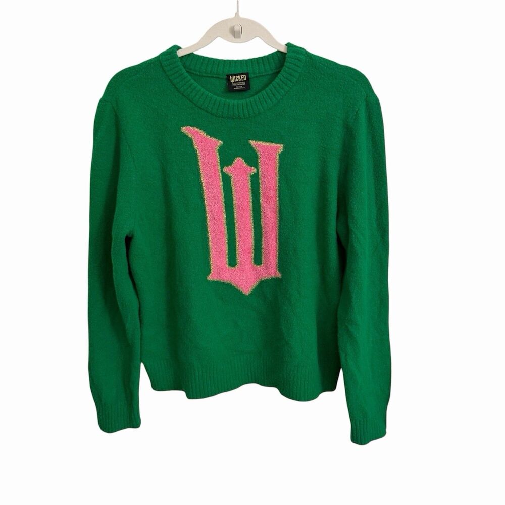 Wicked Paul Tazewell Sweater Small Green Pink Pullover Elphaba Glinda Fuzzy
